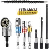 🔩 flexible drill bit extension set with 105° right angle drill, bendable extension, 3pcs universal socket adapter set (1/4, 3/8, 1/2"), 3pcs drill bit holder, and screwdriver bit kit logo