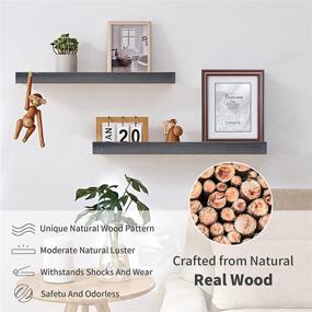 img 2 attached to 🌿 WOOD CITY Black Floating Shelves for Wall - Set of 2, Modern Invisible Wall Mounted Display Shelf with Matte Finish | Perfect for Bathroom Decoration, Office and More