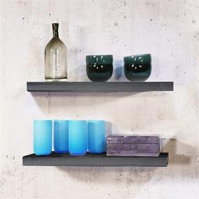 img 3 attached to 🌿 WOOD CITY Black Floating Shelves for Wall - Set of 2, Modern Invisible Wall Mounted Display Shelf with Matte Finish | Perfect for Bathroom Decoration, Office and More