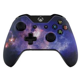 img 4 attached to 🌌 Nebula Galaxy Patterned Soft Touch Faceplate Cover & Grip Replacement Kit for Xbox One Controller (Model 1537/1697)