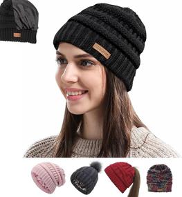 img 4 attached to Womens Winter Beanie Lining Chunky Outdoor Recreation for Climbing