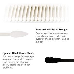 img 2 attached to 👃 300-Pack Cotton Swabs: Double-Headed 100% Cotton Buds with Natural Paper Sticks in White and Black - Ideal for Numerous Makeup & Cleaning Applications, Sterile Design