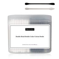 👃 300-pack cotton swabs: double-headed 100% cotton buds with natural paper sticks in white and black - ideal for numerous makeup & cleaning applications, sterile design logo