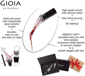 img 2 attached to 🍷 GIOIA Wine Aerator Pourer Set: Enhance Wine Flavor with Vacuum Stopper Pump, Corkscrew, and Stylish Gift Box - Elevate Your Wine Experience