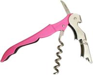 🍷 wine bottle opener waiter corkscrew, 3-in-1 multitool: double hinged corkscrew+serrated foil cutter knife+cap opener - high-quality metal and stainless steel design (pink) логотип