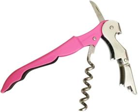 img 4 attached to 🍷 Wine Bottle Opener Waiter Corkscrew, 3-in-1 Multitool: Double Hinged Corkscrew+Serrated Foil Cutter Knife+Cap Opener - High-Quality Metal and Stainless Steel Design (Pink)