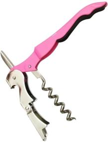 img 1 attached to 🍷 Wine Bottle Opener Waiter Corkscrew, 3-in-1 Multitool: Double Hinged Corkscrew+Serrated Foil Cutter Knife+Cap Opener - High-Quality Metal and Stainless Steel Design (Pink)