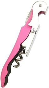 img 2 attached to 🍷 Wine Bottle Opener Waiter Corkscrew, 3-in-1 Multitool: Double Hinged Corkscrew+Serrated Foil Cutter Knife+Cap Opener - High-Quality Metal and Stainless Steel Design (Pink)