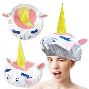 img 4 attached to 🦄 Unicorn Shower Cap – Waterpoof for Adults & Kids, Fun Design for Kids Bath & Shower Fun