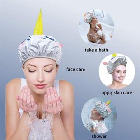 img 1 attached to 🦄 Unicorn Shower Cap – Waterpoof for Adults & Kids, Fun Design for Kids Bath & Shower Fun