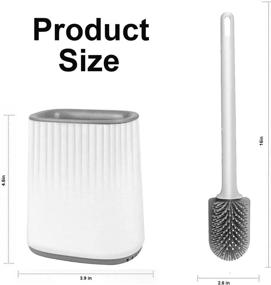 img 1 attached to 🚽 YONAKE Gray Toilet Bowl Brush and Holder Set - Flexible Silicone Bristles, Compact Size with Ventilation Slots for Effective Bathroom Cleaning and Storage