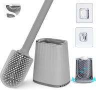 🚽 yonake gray toilet bowl brush and holder set - flexible silicone bristles, compact size with ventilation slots for effective bathroom cleaning and storage logo