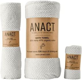 img 4 attached to 🧺 Anact Hemp Towel Set - Quick Drying Organic Cotton Blend Spa Quality Towels - White, 3 Piece Pack