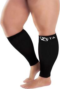 img 4 attached to 🧦 Zeta Sleeve L/XL Wide Plus Size Calf Compression: Soothing Comfort & Gradient Support, Prevents Swelling, Pain, Edema, DVT, Large Cuffs (Black) - 20 Inch Stretch, Unisex Design Ideal for Nurses, Seniors and Flights