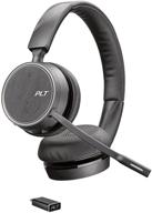 🎧 poly voyager 4220 uc usb-c - bluetooth dual-ear (stereo) headset - connect to pc, mac, & desk phone - noise canceling - works with teams, zoom & more logo