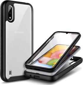 img 4 attached to 📱 Samsung Galaxy A01 E-Began Case - Full-Body Protective Rugged Bumper Cover with Built-in Screen Protector | Shockproof & Durable - Black