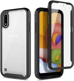 img 3 attached to 📱 Samsung Galaxy A01 E-Began Case - Full-Body Protective Rugged Bumper Cover with Built-in Screen Protector | Shockproof & Durable - Black