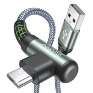 🔌 ainope микро usb-кабель для зарядки android - 90 градусов/6,6 футов/2 упаковки - нейлоновый косичка для galaxy s7 s6 j7 edge note 5, kindle, mp3 и др. логотип