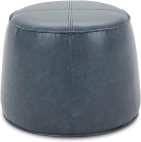 img 3 attached to 🪑 CHITA Faux Leather Pouf Ottoman: Stylish Round Foot Rest for Living Room Chairs, Ink Blue Footstool Hassock