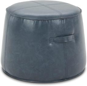 img 4 attached to 🪑 CHITA Faux Leather Pouf Ottoman: Stylish Round Foot Rest for Living Room Chairs, Ink Blue Footstool Hassock