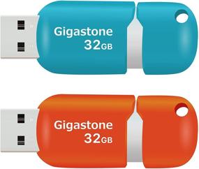img 4 attached to 🔌 Gigastone V10 32GB 2-Pack USB2.0 Flash Drive Thumb Drive Memory Stick Pen Drive Capless Retractable Design (Blue&amp;Orange): Reliable Storage Solution