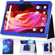 📱 dmluna case for dragon touch 10 inch k10 / notepad k10 / max10 / zonko k105 10.1 tablet: premium leather cover with hand strap, card slot, blue sky design - perfect fit for lectrus, victbing, hoozo, winsing 10 tablets logo