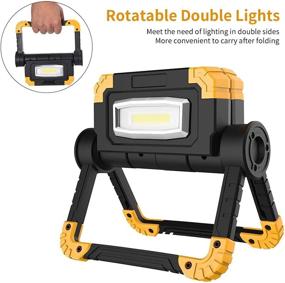 img 2 attached to 🔦 Rechargeable Portable LED Work Light - 360° Rotation, Folding Hyper Tough Working Lamp with 2000 Lumens COB Flood Light Stand, USB Cordless & Battery Powered Worklight Tool for Outdoor Camping Lighting