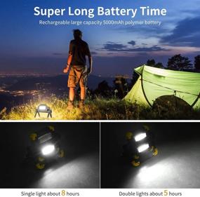 img 1 attached to 🔦 Rechargeable Portable LED Work Light - 360° Rotation, Folding Hyper Tough Working Lamp with 2000 Lumens COB Flood Light Stand, USB Cordless & Battery Powered Worklight Tool for Outdoor Camping Lighting
