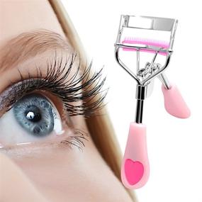 img 1 attached to Pinkiou Professional Stainless Steel Eyelash Curler with Mascara Brush 💖 & Muffle, False Eyelashes Accessory - Best Tool for Perfect Lash Curls