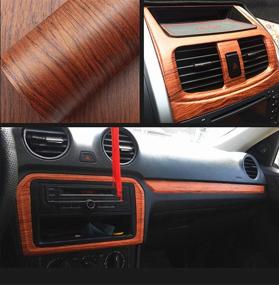 img 4 attached to Moyishi Wood Grain Vinyl Sticker Decal Roll Car Interior Home Office Furniture DIY Film Wrap 30Cmx100Cm (Orange)