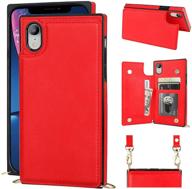 bocasal crossbody wallet case for iphone x xs: red pu leather, kickstand, card holder, shockproof, detachable strap, magnetic closure (5.8 inch) logo