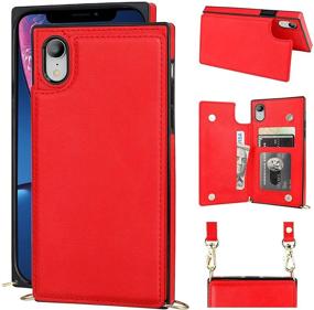 img 4 attached to Bocasal Crossbody Wallet Case for iPhone X Xs: Red PU Leather, Kickstand, Card Holder, Shockproof, Detachable Strap, Magnetic Closure (5.8 inch)