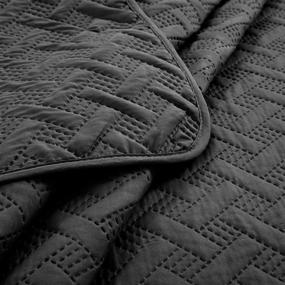 img 1 attached to PU MEI Lightweight Bedspread Quilt Twin Size - Black Coverlet with Embossed Comforter Design - Soft Bed Decor Coverlet for All Seasons