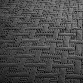 img 2 attached to PU MEI Lightweight Bedspread Quilt Twin Size - Black Coverlet with Embossed Comforter Design - Soft Bed Decor Coverlet for All Seasons