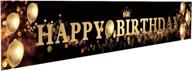 🎉 large black and gold ushinemi happy birthday banner party signs for birthday backdrop логотип