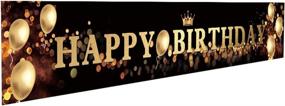 img 4 attached to 🎉 Large Black and Gold Ushinemi Happy Birthday Banner Party Signs for Birthday Backdrop