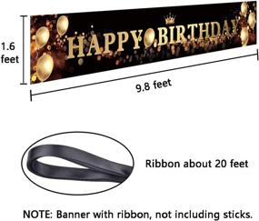 img 1 attached to 🎉 Large Black and Gold Ushinemi Happy Birthday Banner Party Signs for Birthday Backdrop