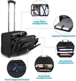img 3 attached to 🎒 Waterproof Rolling Laptop Bag for Business Travel - 17 inch Notebook Case - Carry-on Luggage Attache Briefcase - Black (Men and Women)