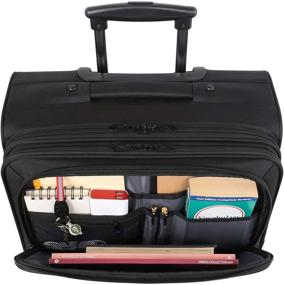 img 1 attached to 🎒 Waterproof Rolling Laptop Bag for Business Travel - 17 inch Notebook Case - Carry-on Luggage Attache Briefcase - Black (Men and Women)