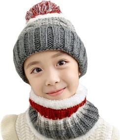 img 1 attached to 🧶 T WILKER 2Pcs Kids Winter Knitted Hats+Scarf Set - Cozy Warm Fleece Lining Cap for Girls
