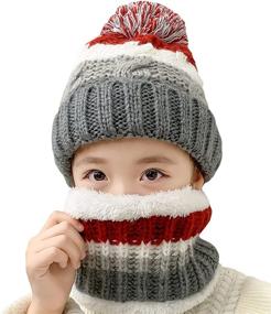 img 4 attached to 🧶 T WILKER 2Pcs Kids Winter Knitted Hats+Scarf Set - Cozy Warm Fleece Lining Cap for Girls
