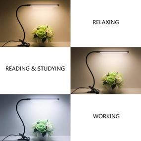 img 3 attached to 💡 Dimmable LED Desk Lamp with Eye-Friendly Reading Light - 3 Color Modes, 10 Levels of Brightness - Flexible Clamp/Lamp Clip-On - Black