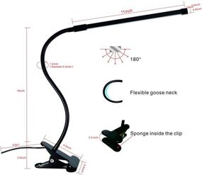 img 1 attached to 💡 Dimmable LED Desk Lamp with Eye-Friendly Reading Light - 3 Color Modes, 10 Levels of Brightness - Flexible Clamp/Lamp Clip-On - Black