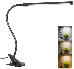 img 4 attached to 💡 Dimmable LED Desk Lamp with Eye-Friendly Reading Light - 3 Color Modes, 10 Levels of Brightness - Flexible Clamp/Lamp Clip-On - Black