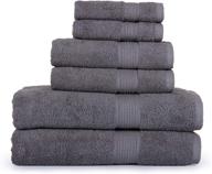 🛀 grey ringspun cotton towel set - redville linen, 6 piece bathroom towels with absorbent bath, hand, and washcloth towels logo
