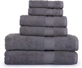 img 1 attached to 🛀 Grey Ringspun Cotton Towel Set - Redville Linen, 6 Piece Bathroom Towels with Absorbent Bath, Hand, and Washcloth Towels