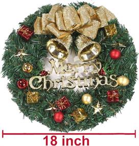 img 2 attached to EOSRAY Christmas Wreath Set: 18 Inch Artificial X'mas Door Wreath with Garland, Hanger & Decorations