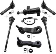 🔧 detroit axle - 4wd front tie rods, idler & pitman arms [4-groove] replacement set for silverado sierra suburban avalanche 1500 tahoe escalade - 7pc bundle logo