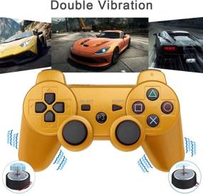 img 3 attached to Vinonda PS3 Wireless Controller 2 Pack with Dual Vibration for Playstation 3 - Blue+Gold Gamepad with 2 Charging Cables