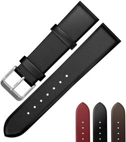 img 4 attached to 🔗 Emibele 20mm Universal Watch Band - Genuine Leather with Stainless Steel Buckle | Adjustable Replacement Band for 20mm Sports Strap | Black
